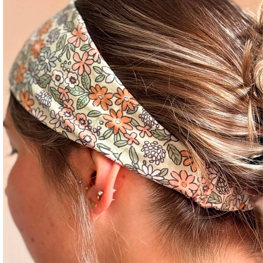 Bandeau cheveux floral vert