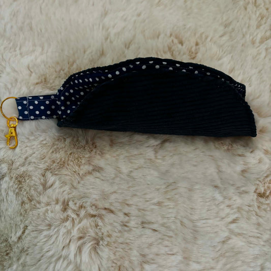 Étui à  lunettes petit pois velours bleu