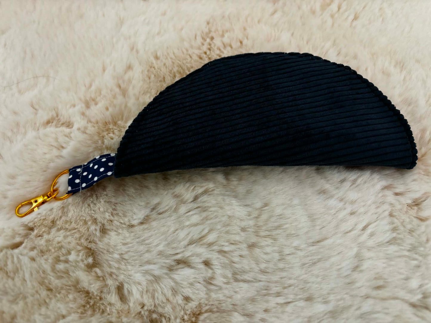 Étui à  lunettes petit pois velours bleu